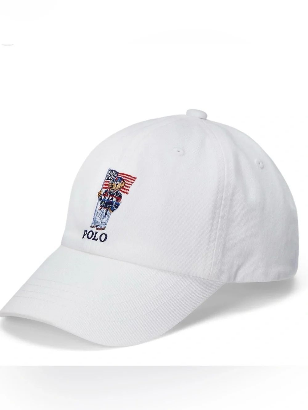 Polo Ralph Lauren Polo Bear USA Flag White Adjustable Baseball Cap NWT OS Men’s